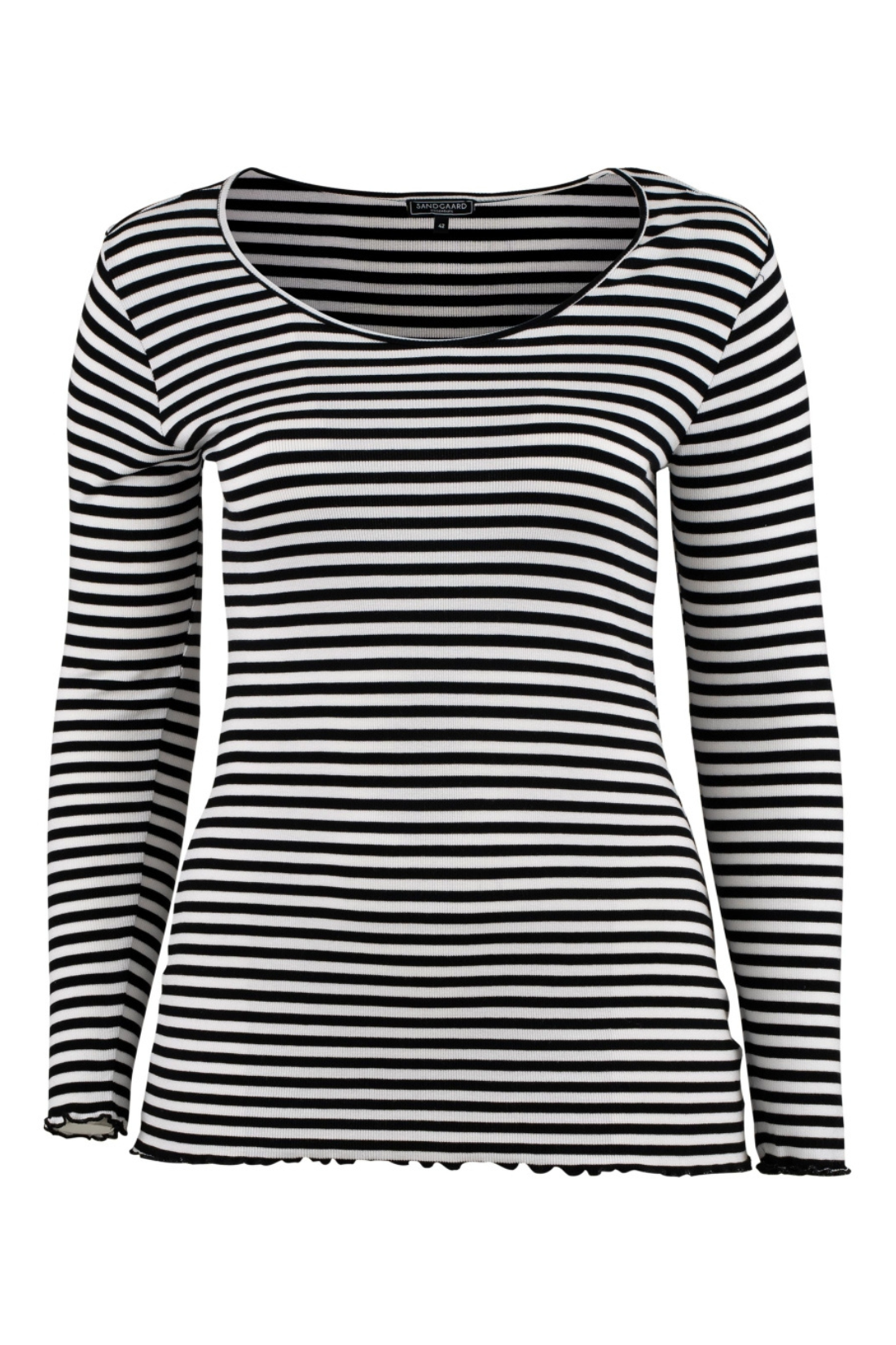 SG147 Rib blusa - Svørt/hvít