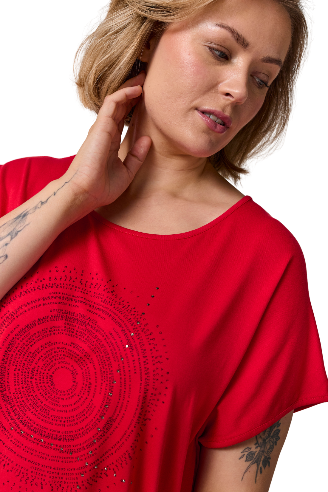 Gitte T/shirt við print - Reyð