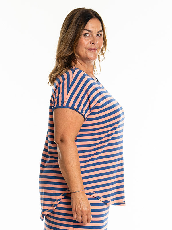 Gitte T shirt - T shirt Coral/Blue