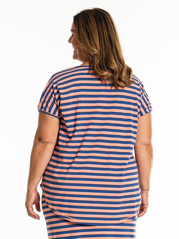 Gitte T shirt - T shirt Coral/Blue