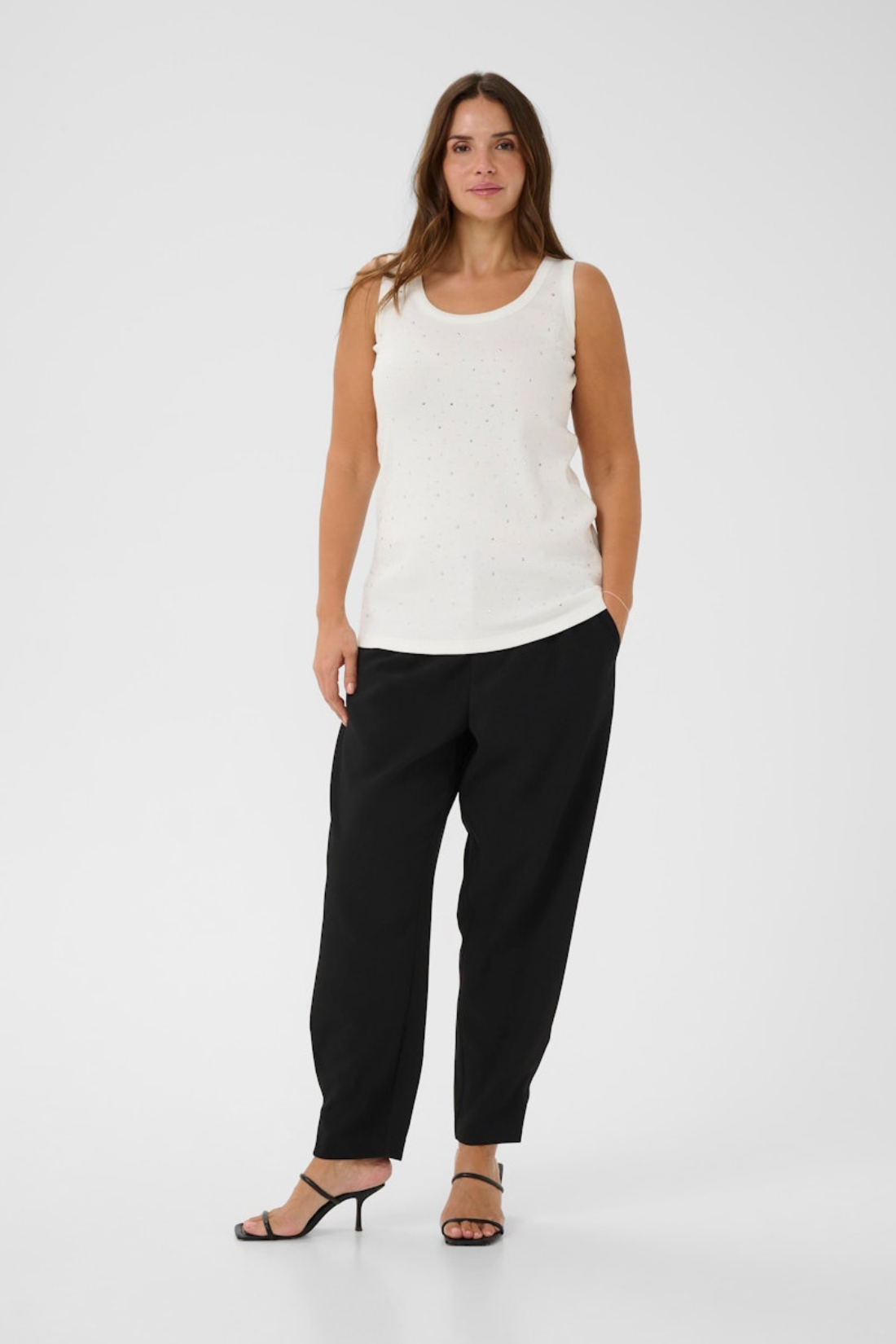 Carina Rhinestone - Toppur chalk