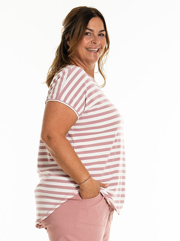 Gitte T shirt - T shirt Offwhite/Rose
