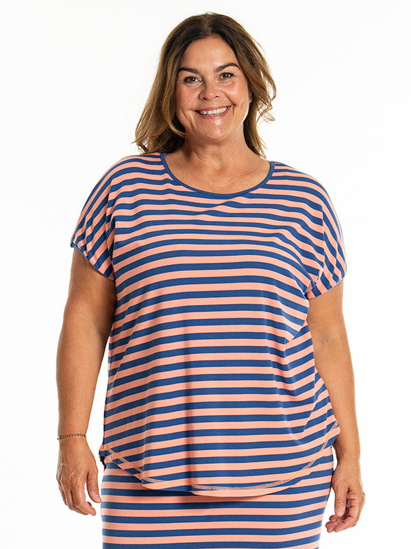 Gitte T shirt - T shirt Coral/Blue