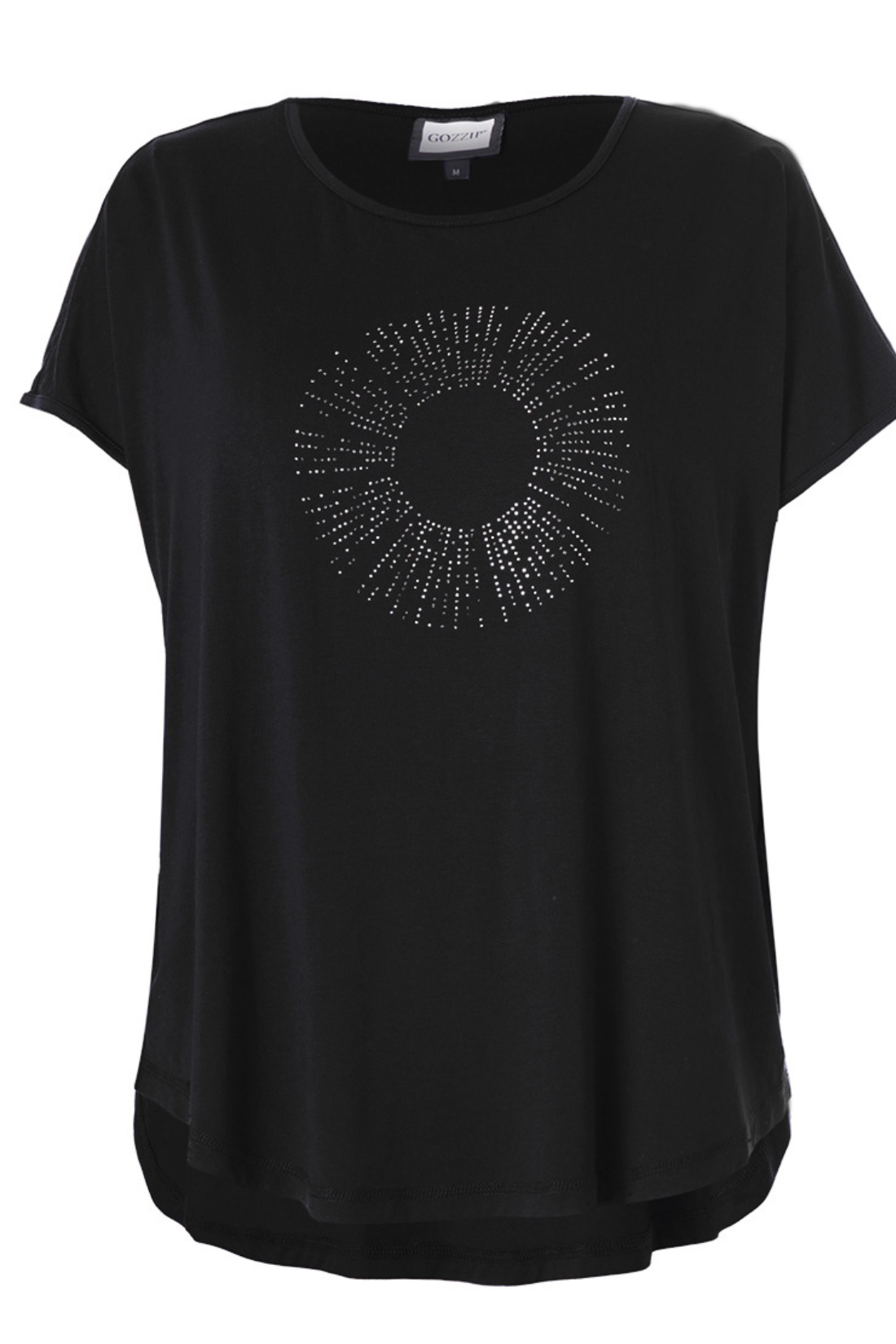 Gitte T/shirt við stein print - Svørt