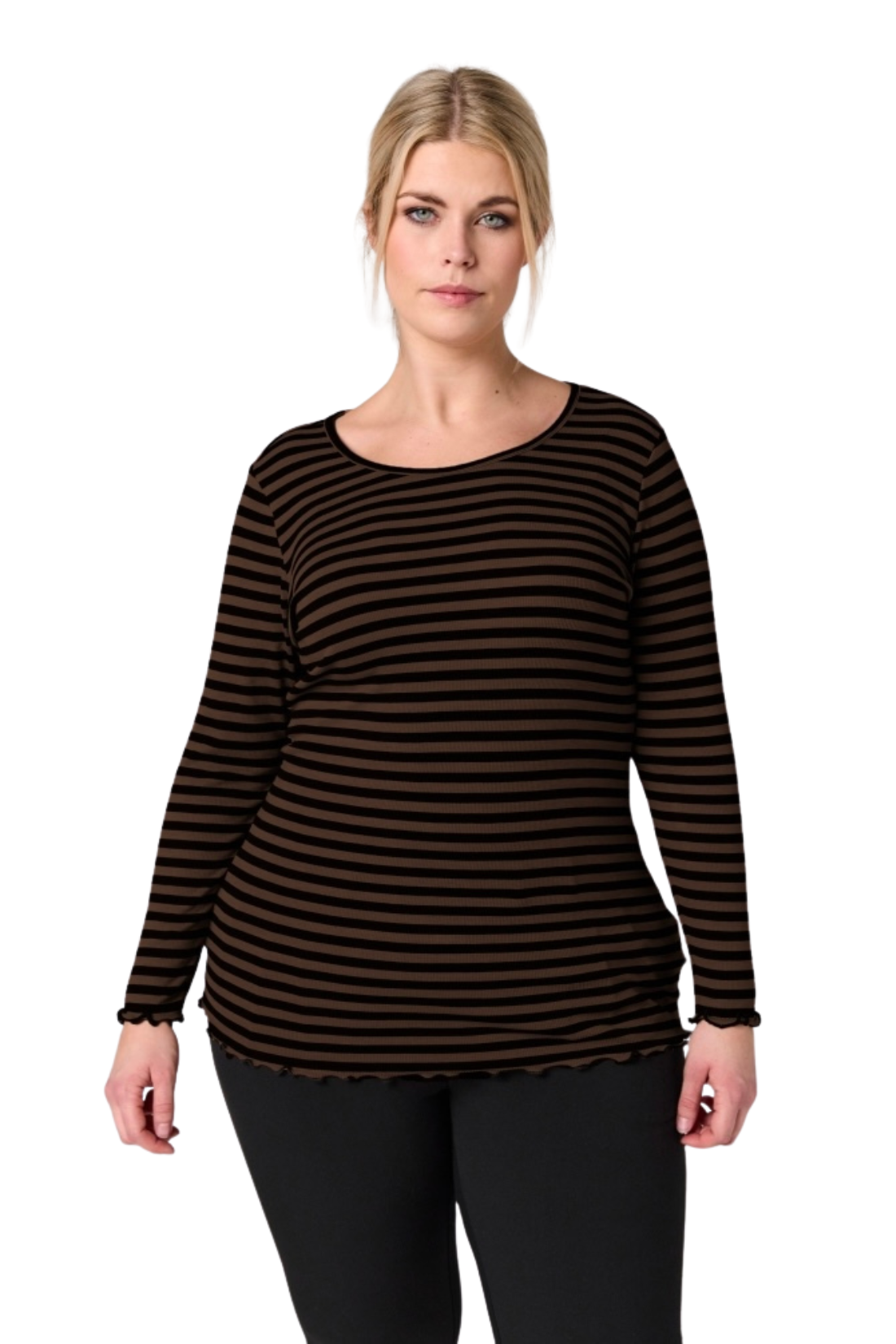 SG147 Rib blusa - Brún/svørt