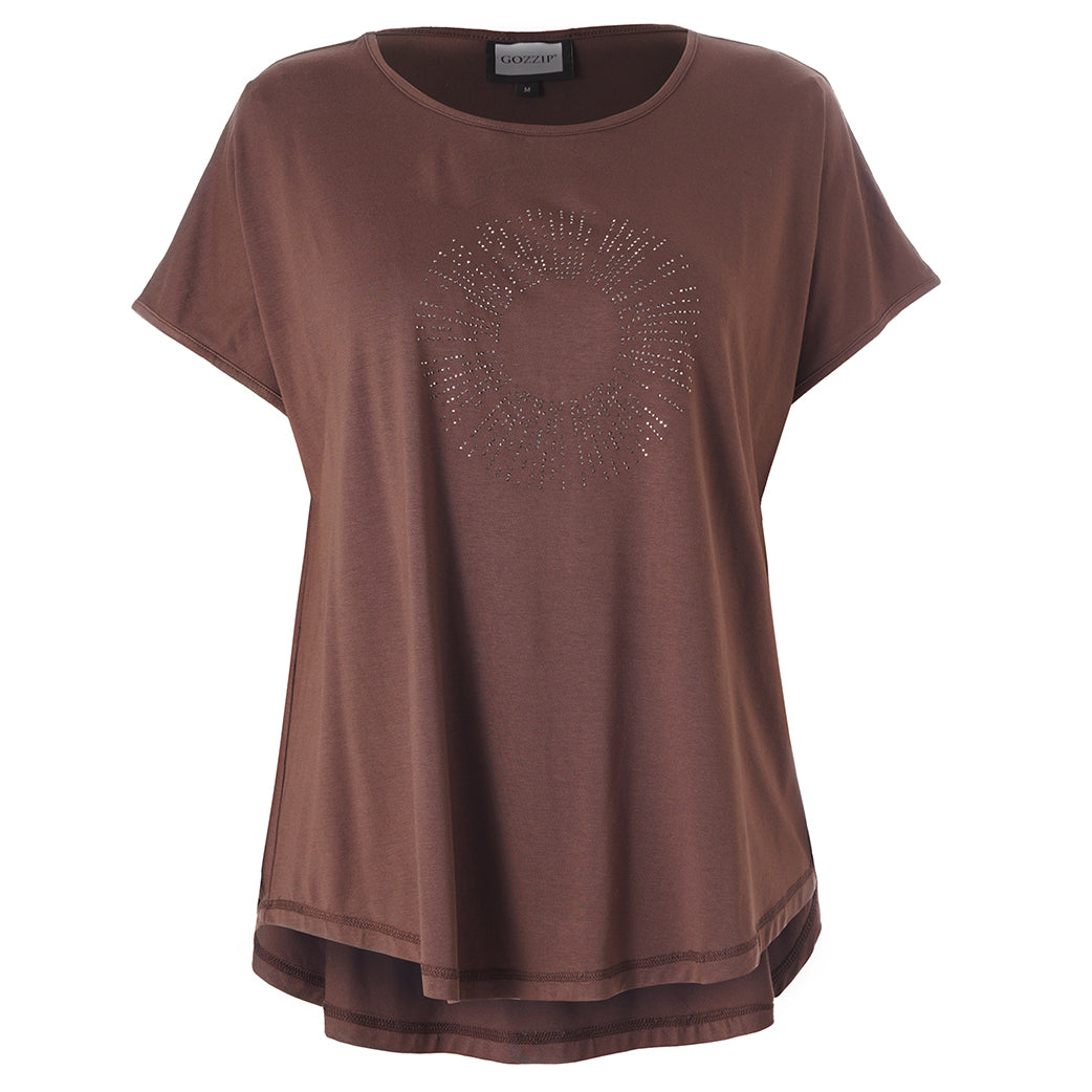 Gitte T/shirt við stein print - Brún