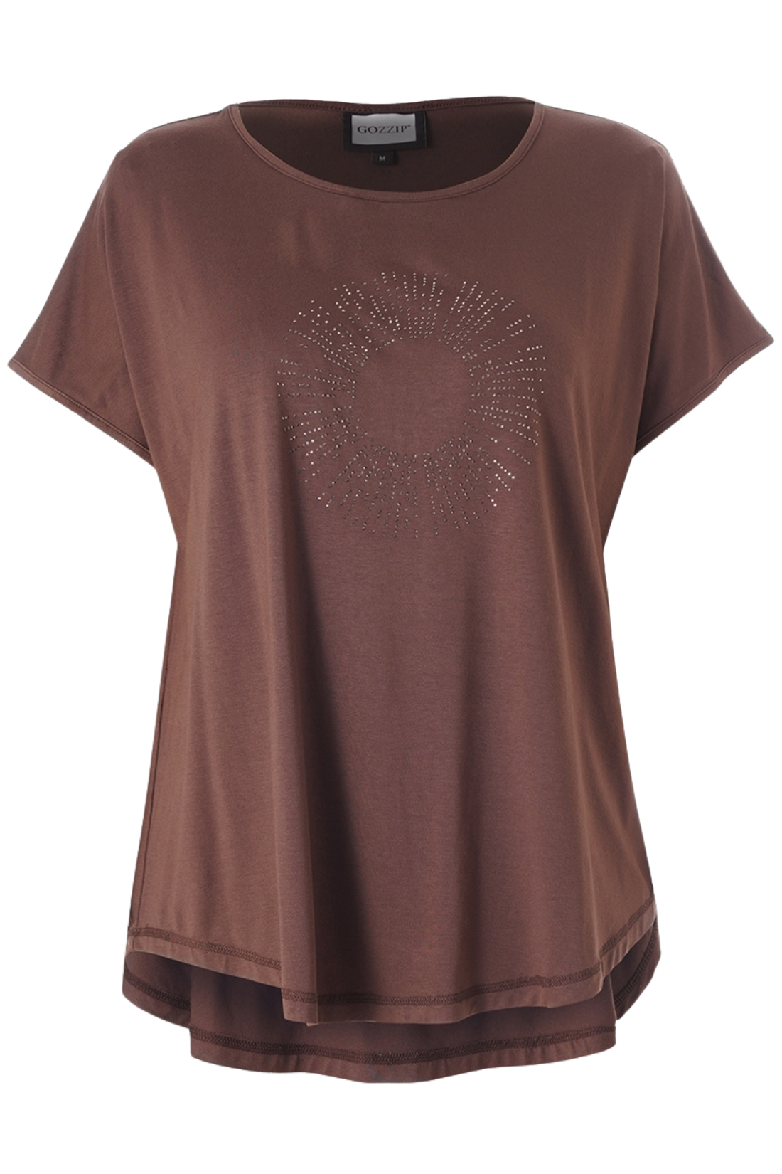 Gitte T/shirt við stein prynt - Brún