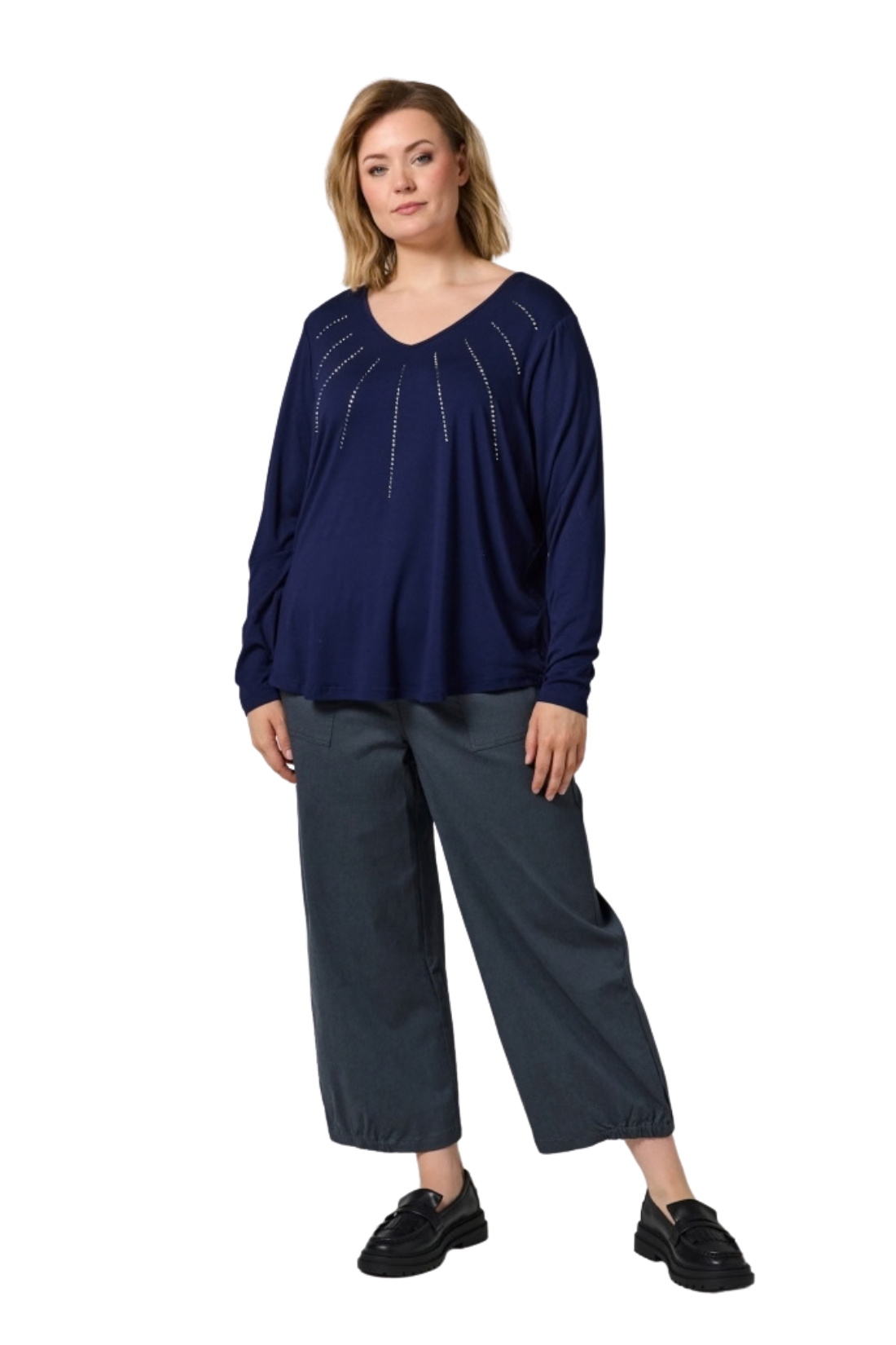 Gitte T/Shirt - Langar ermur - Blá