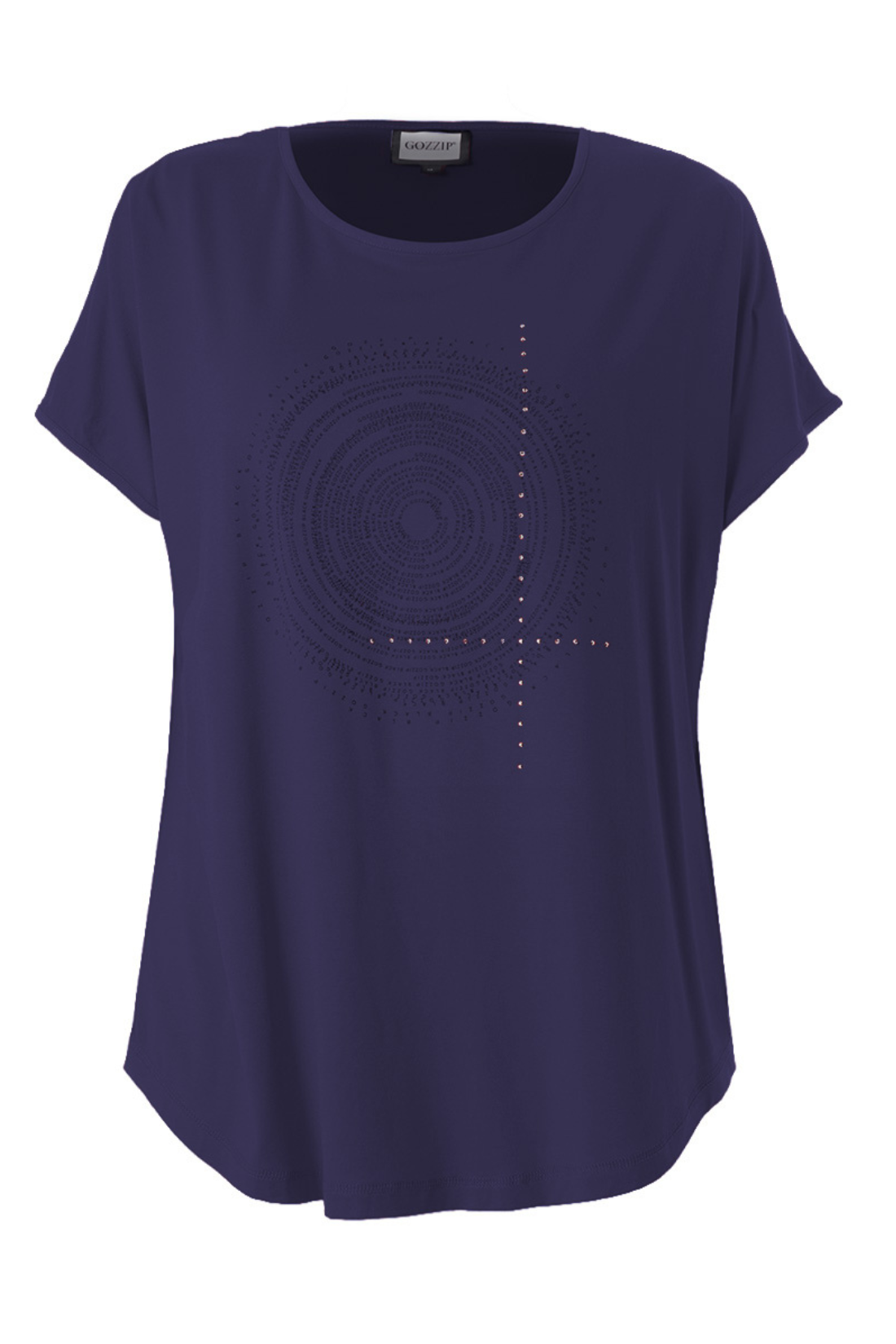 Gitte T/shirt við print - Blá