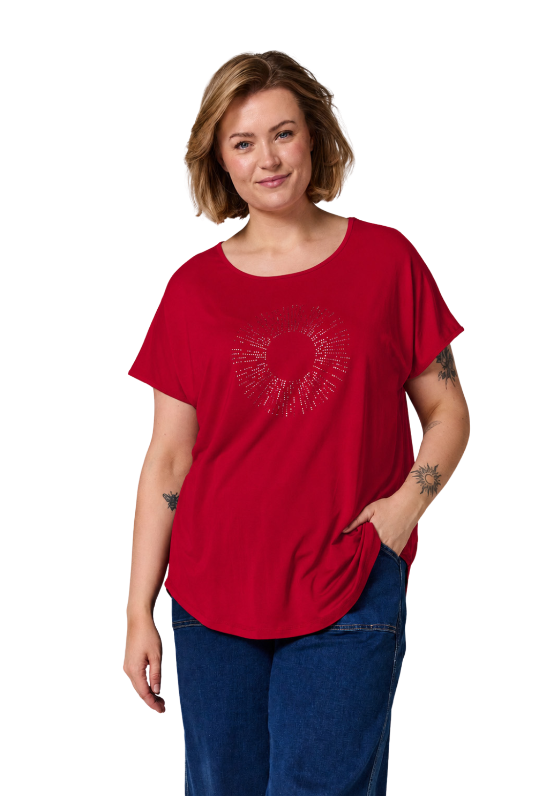 Gitte T/shirt við stein print - Reyð