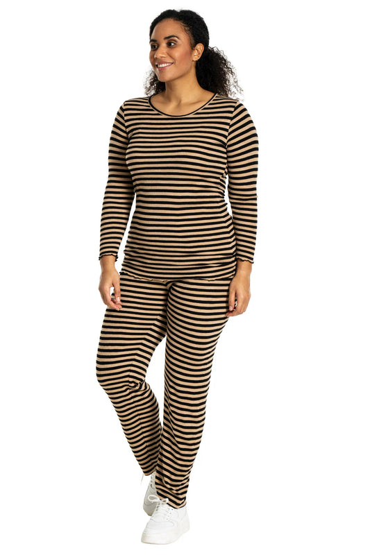 Rib - buksur beige / svart