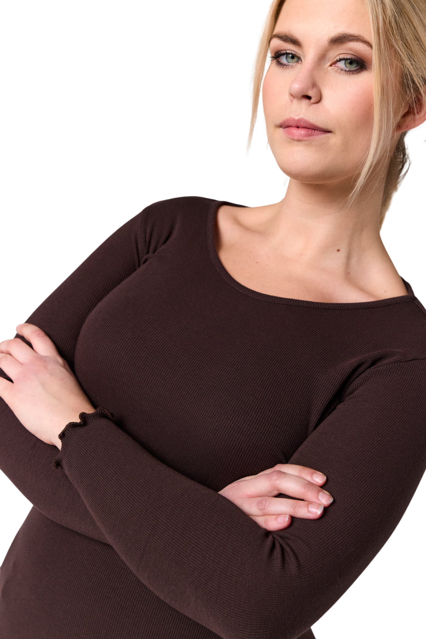 SG156 Rib blusa - Brún