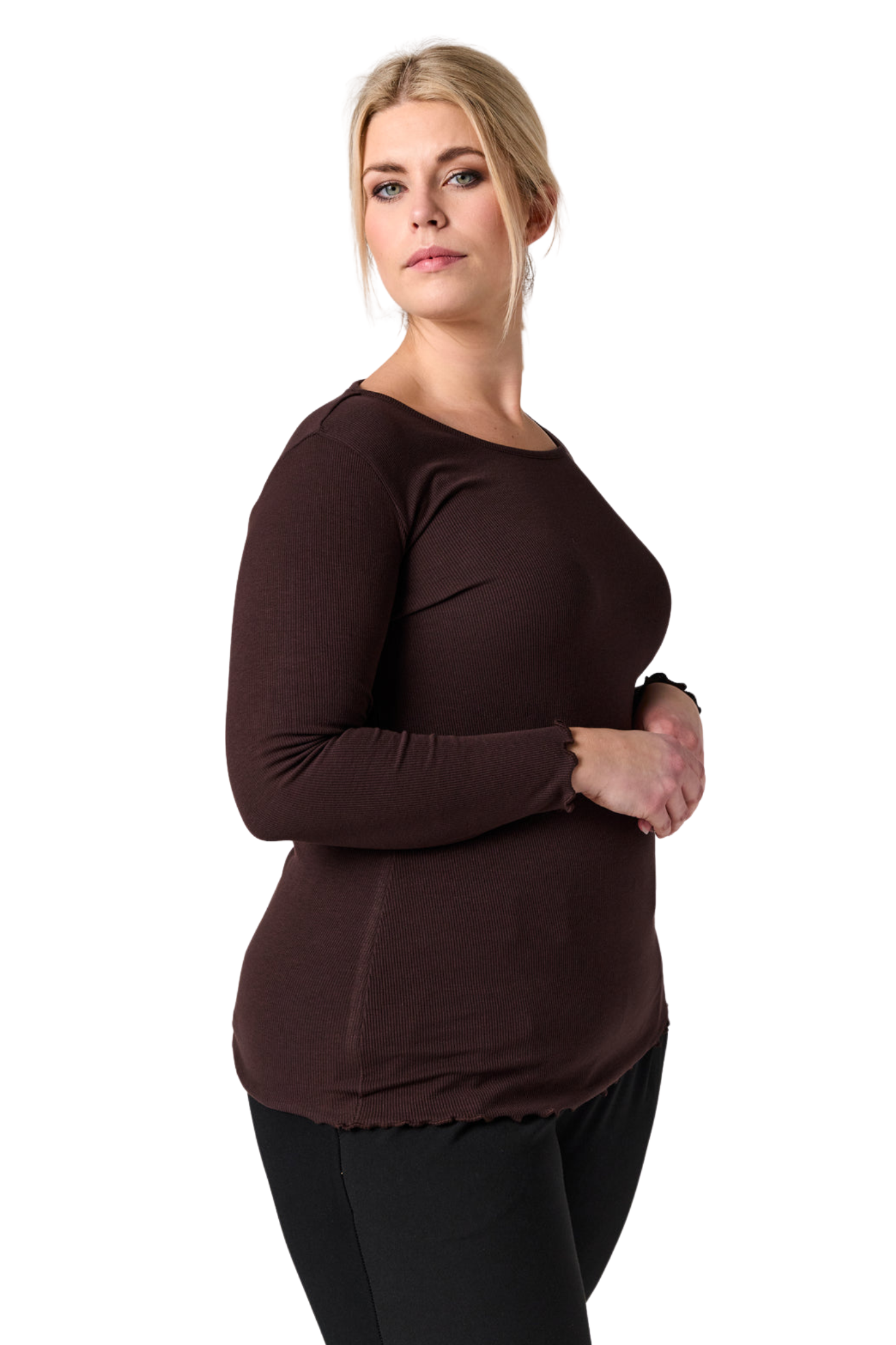 SG156 Rib blusa - Brún