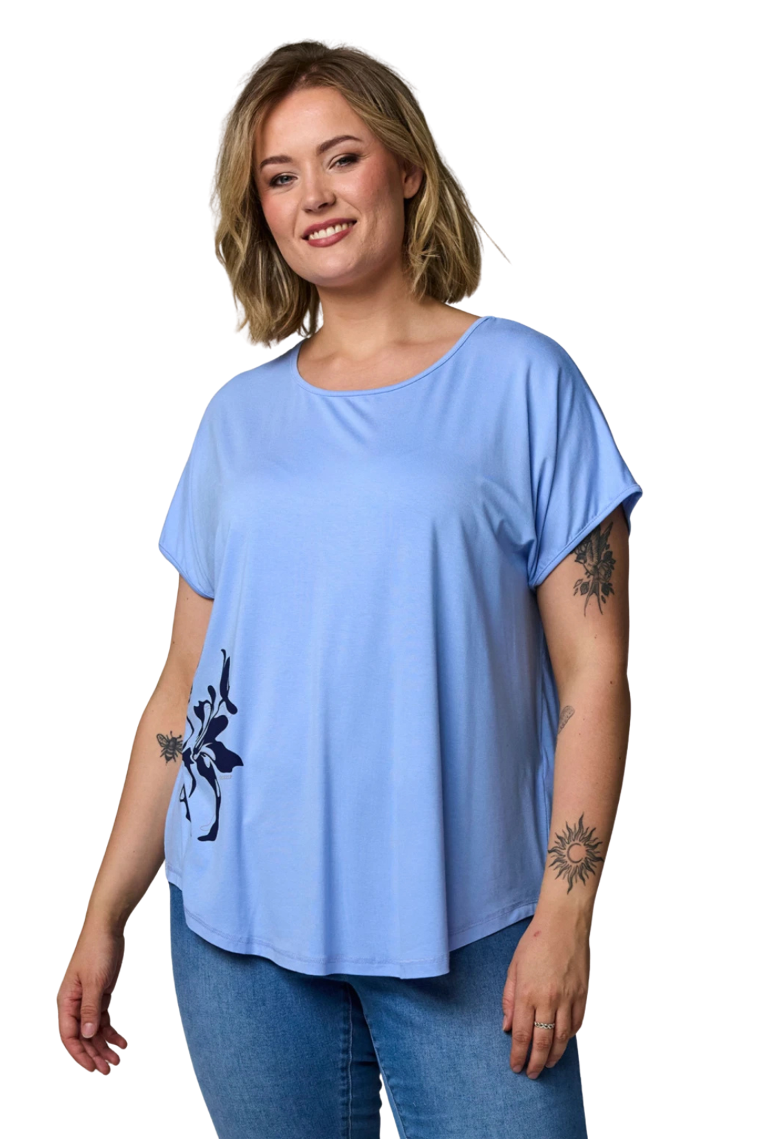 Gitte T-shirt Blá Prent