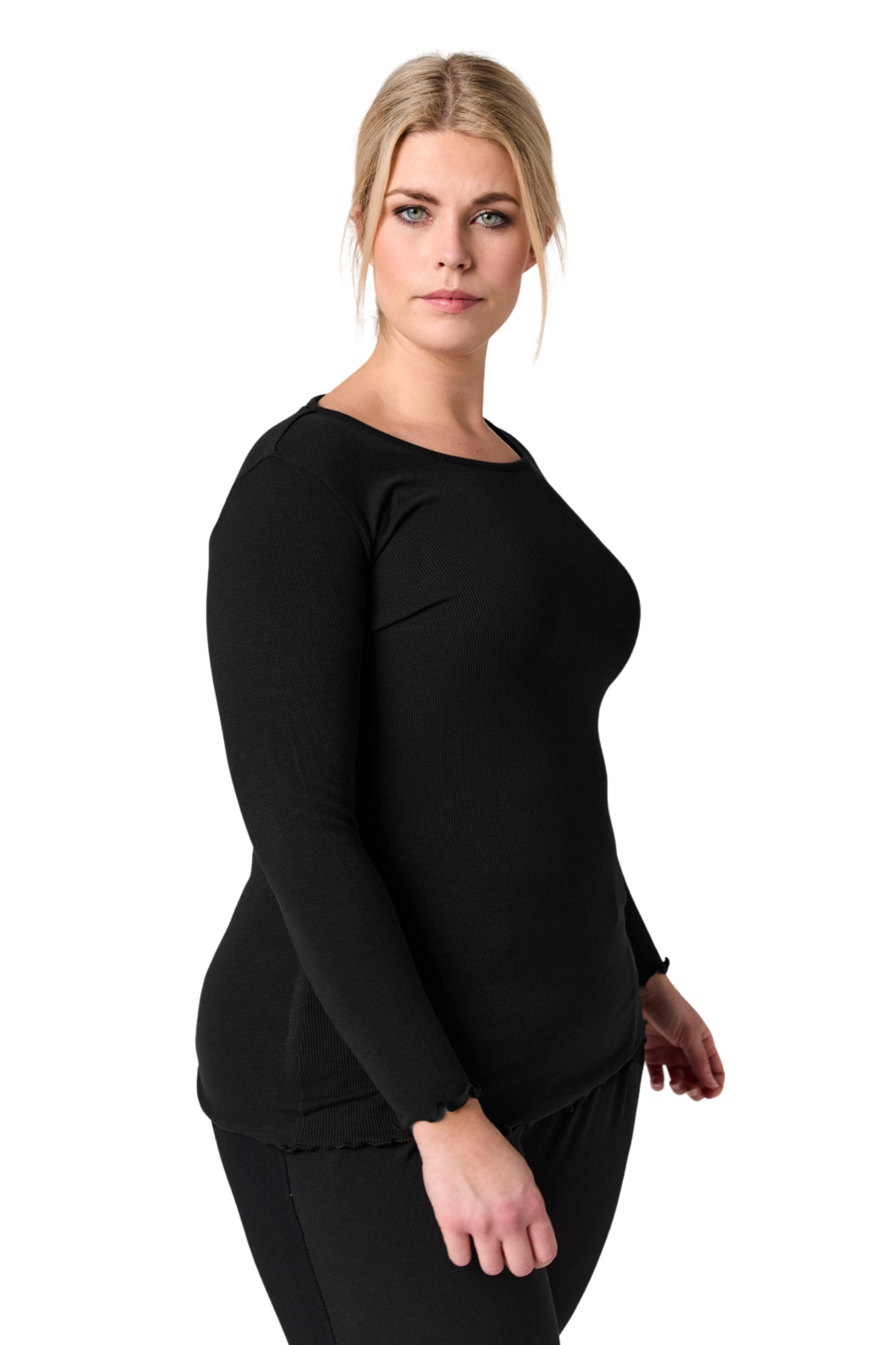 SG156 Rib blusa - Svørt